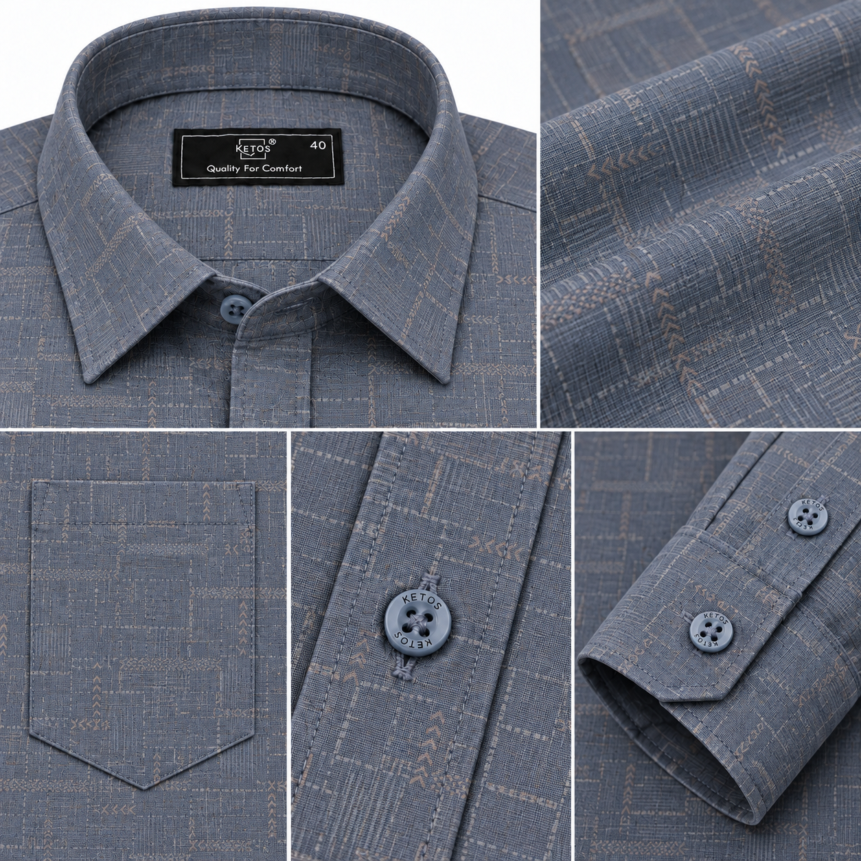 Blue Geometric Printed Casual Shirt for Men - Image 7