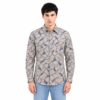 Beige Printed Casual Shirt for Men - Thumbnail Image 1