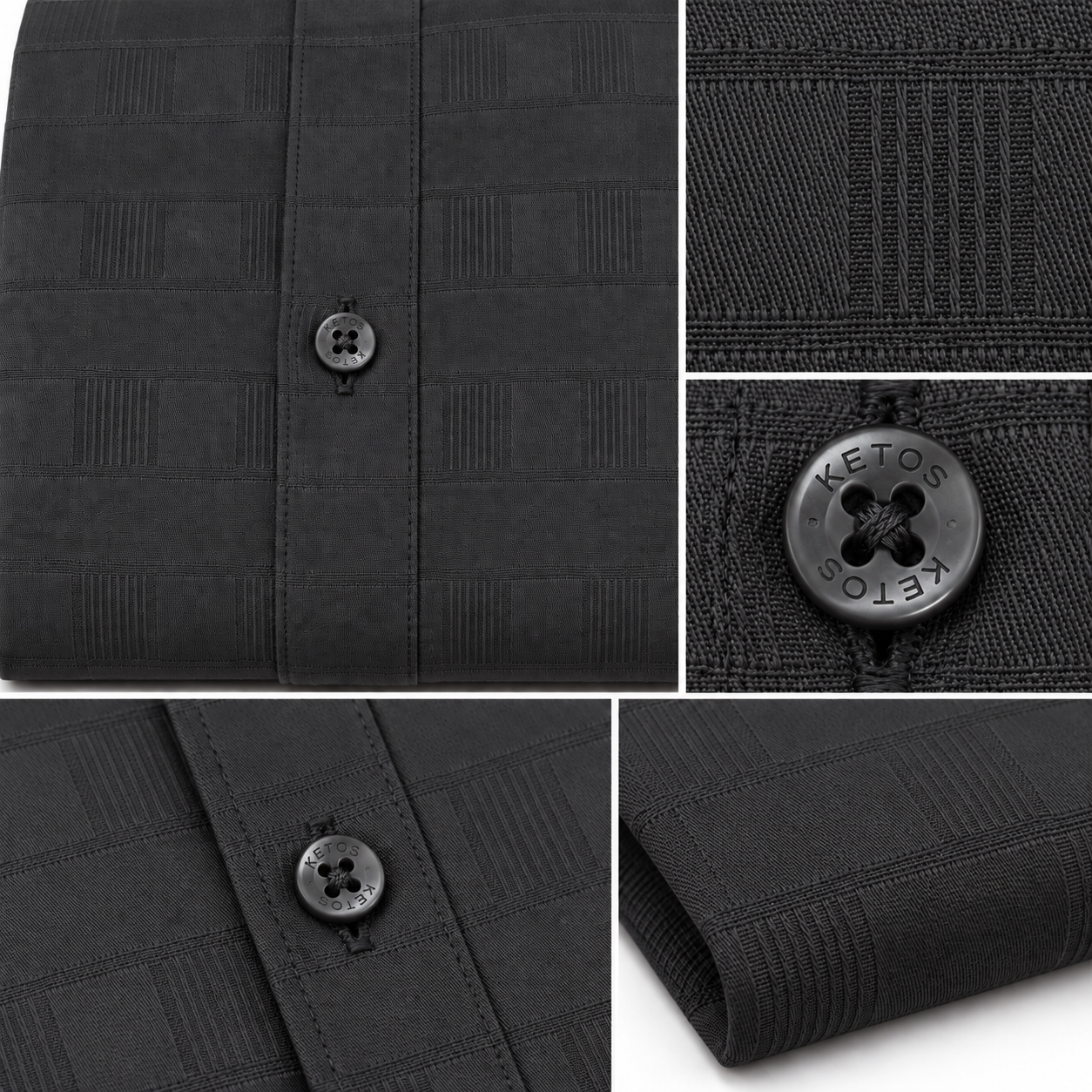 Black Self check Shirt for Men - Image 7