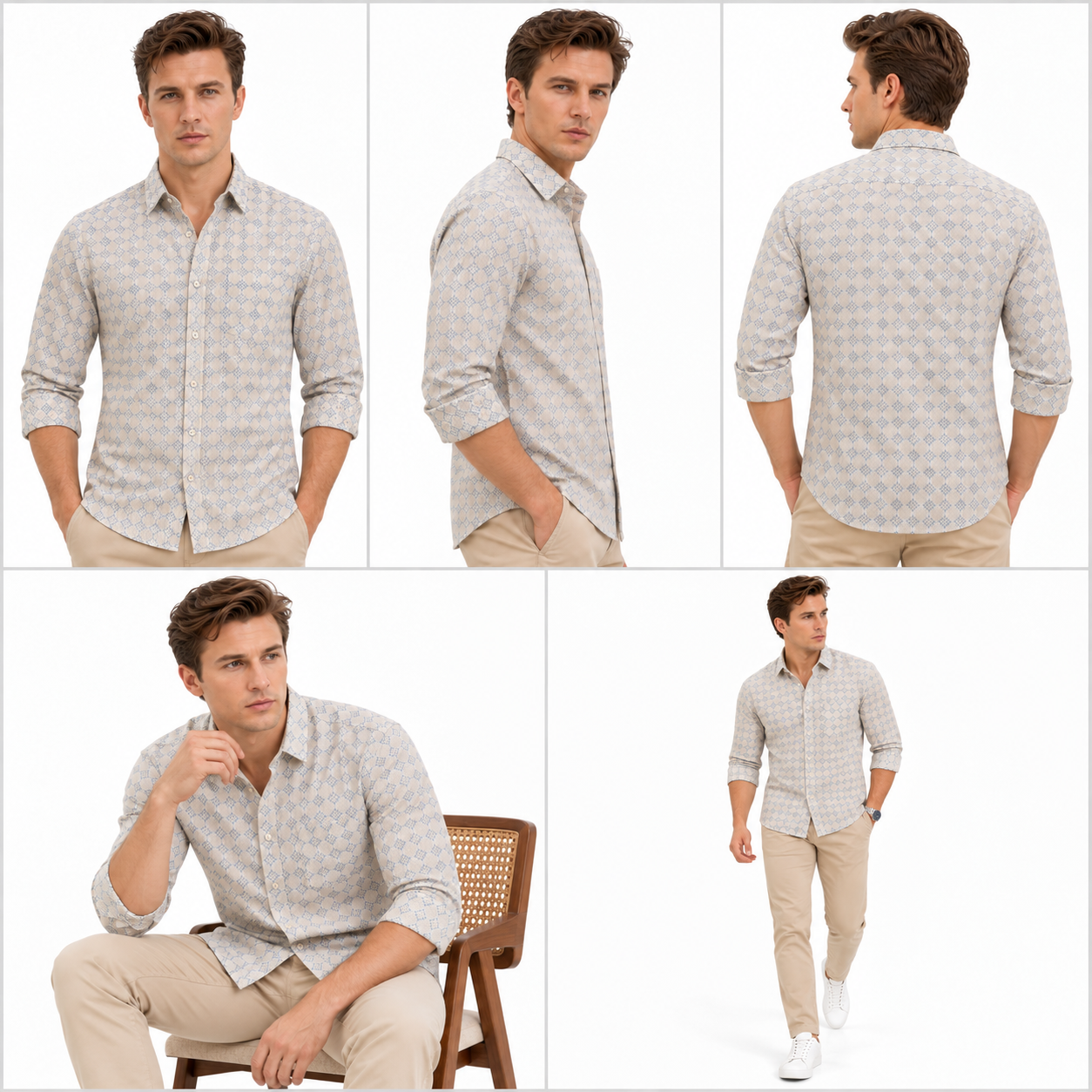Diamond Printed Casual Shirt for Men - Image 6