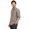 Brown Abstract Leaf Printed Casual Shirt for Men - Thumbnail Image 2
