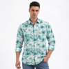 Blue Floral Printed Casual Shirt for Men - Thumbnail Image 1