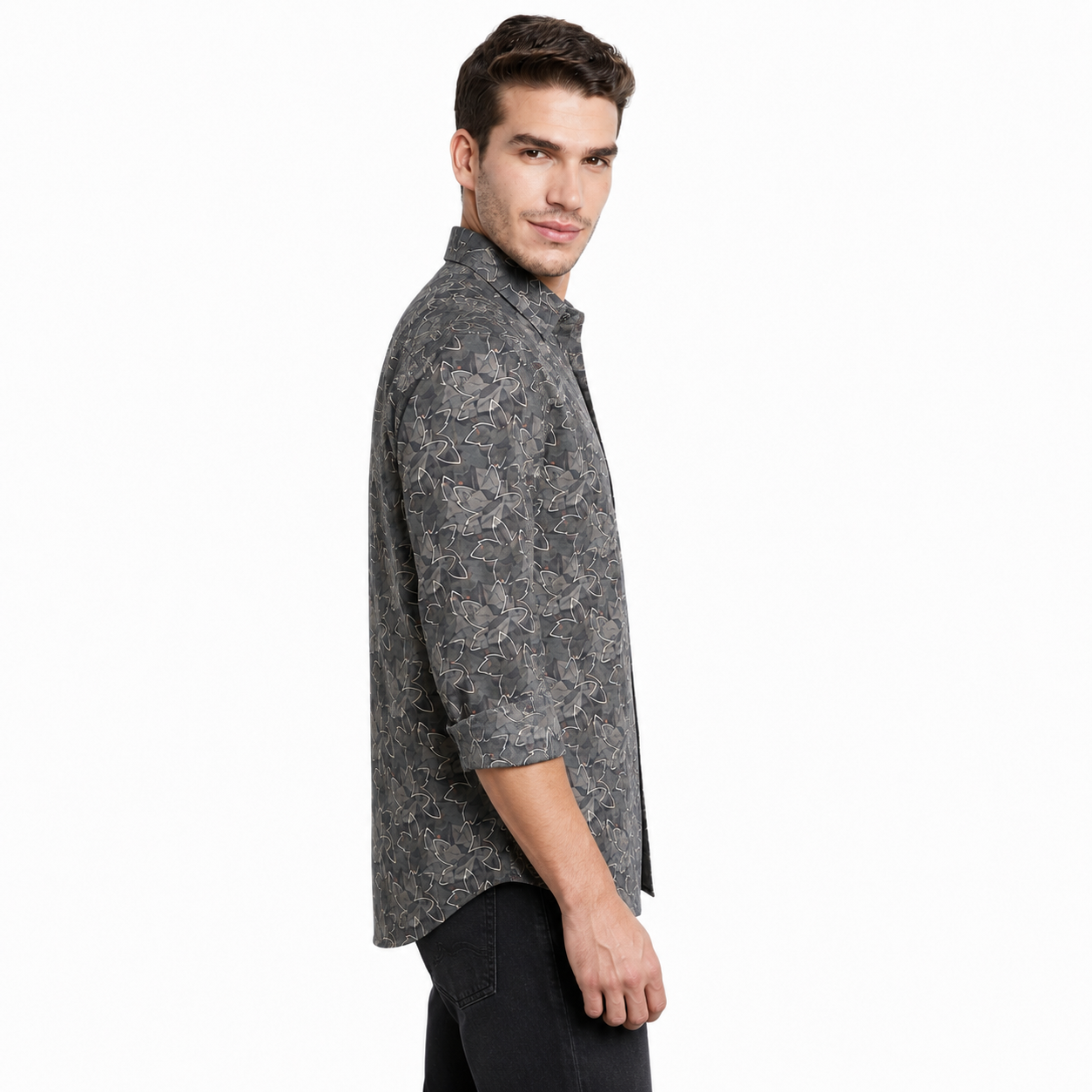 Abstract Leaf Printed Casual Shirt for Men - Image 2