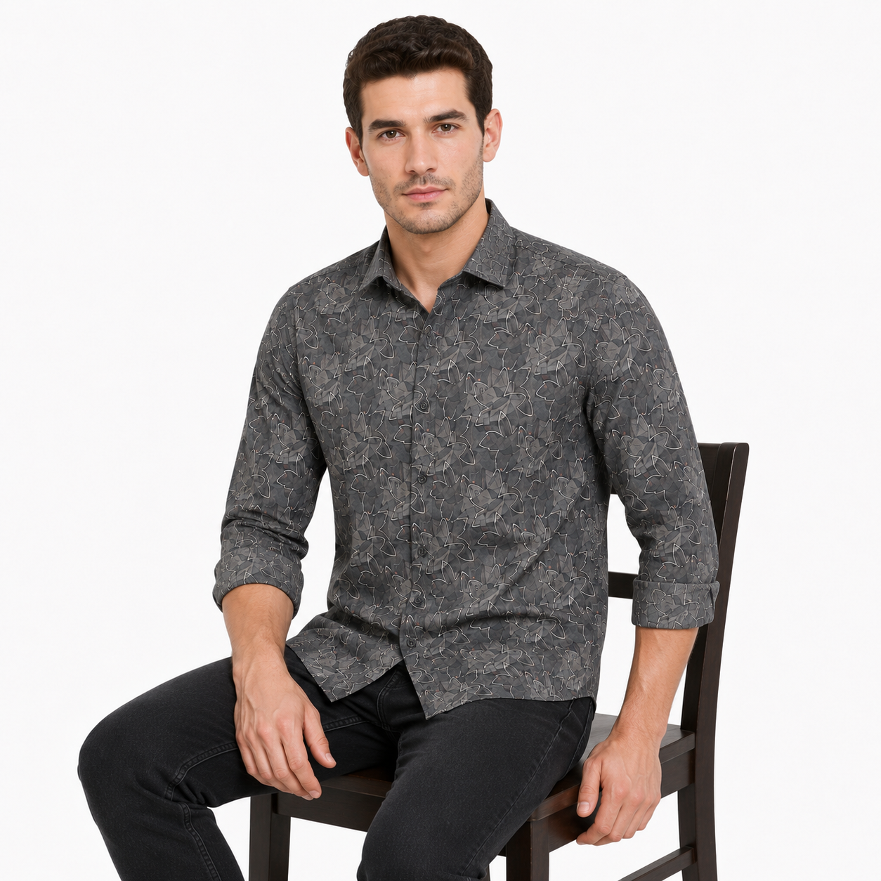 Abstract Leaf Printed Casual Shirt for Men - Image 4
