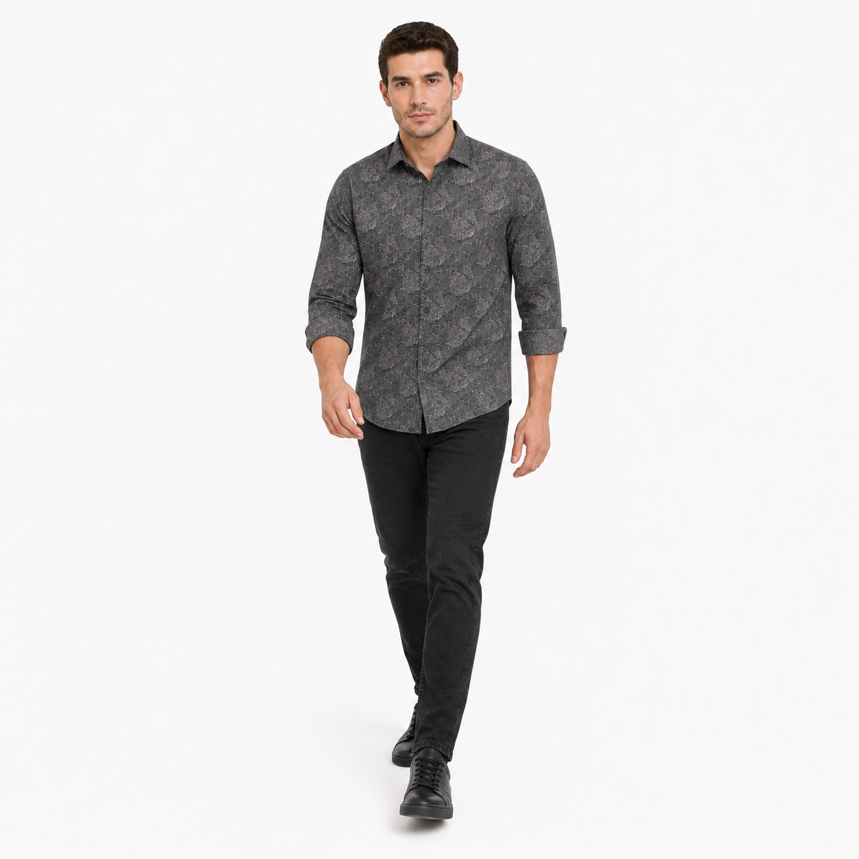 Abstract Leaf Printed Casual Shirt for Men - Image 5