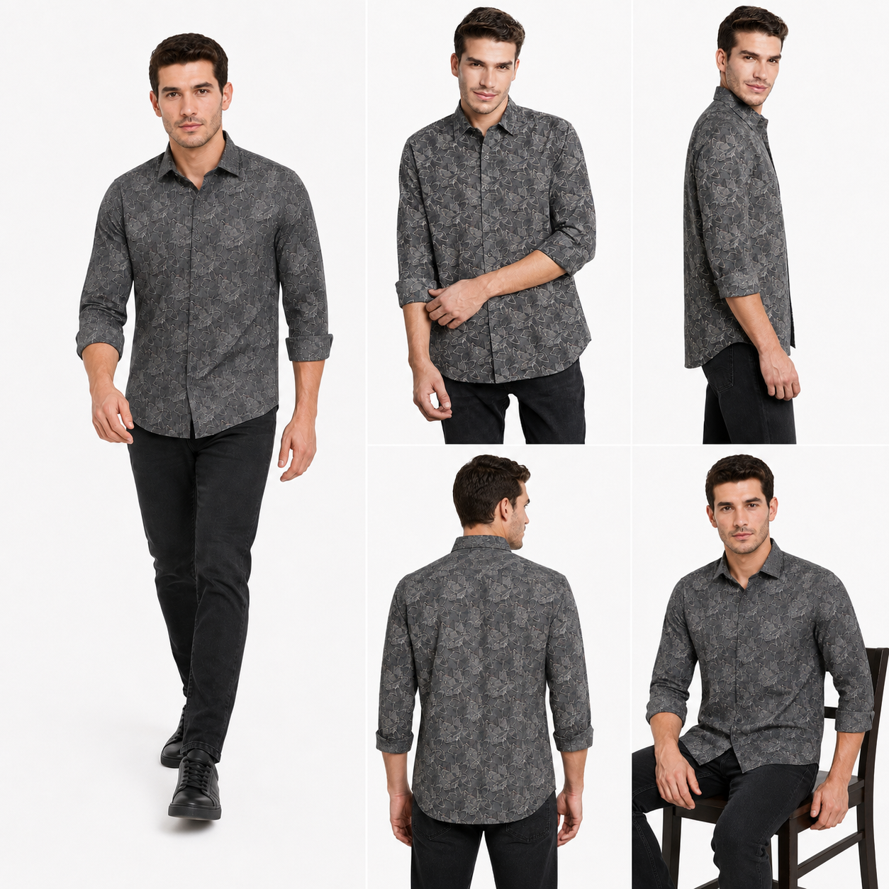 Abstract Leaf Printed Casual Shirt for Men - Image 6