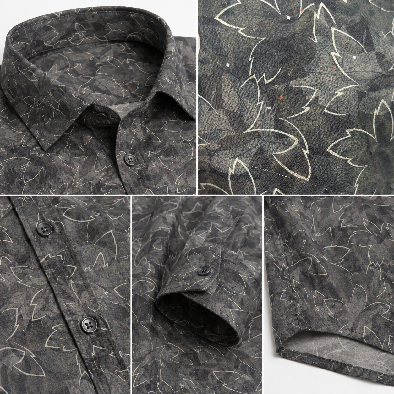 Abstract Leaf Printed Casual Shirt for Men - Image 7