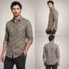Brown Abstract Leaf Printed Casual Shirt for Men - Thumbnail Image 6