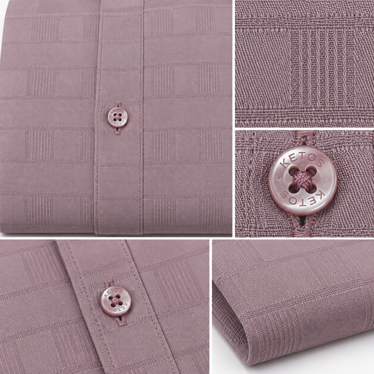 Peach Self check Shirt for Men - Image 7