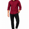 Marron Self check Shirt for Men - Thumbnail Image 5