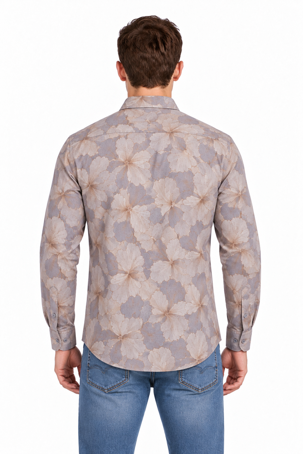 Brown Floral Printed Casual Shirt for Men - Image 3