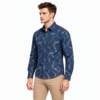 Blue Printed Casual Shirt for Men - Thumbnail Image 2