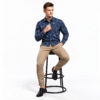 Blue Printed Casual Shirt for Men - Thumbnail Image 4
