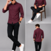 Marron Self check Shirt for Men - Thumbnail Image 6